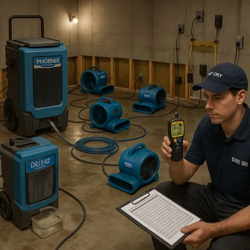 Structural Drying and Dehumidification process in South Berwick, ME